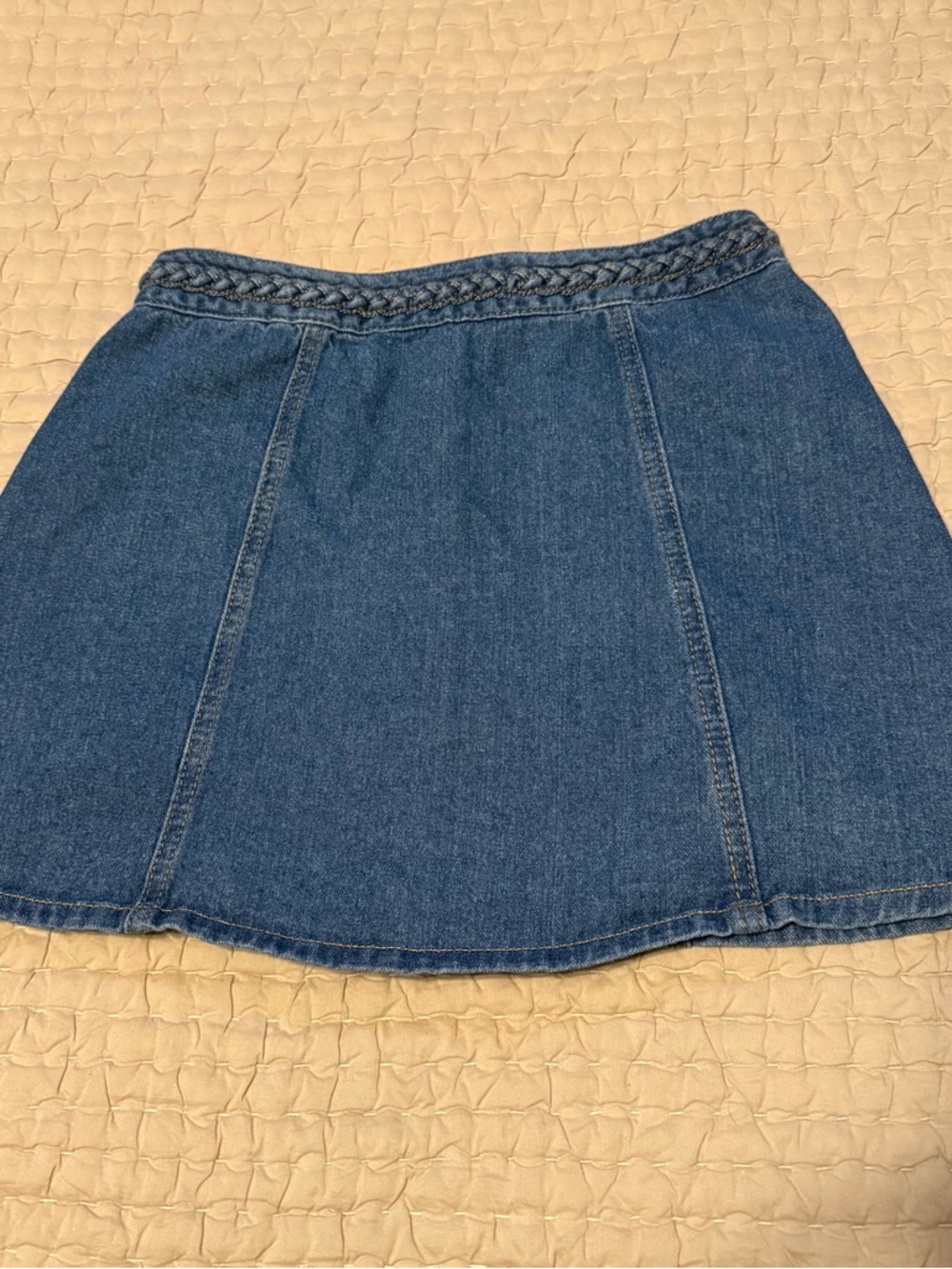 Kendall + Kylie Braided Snap Front Denim Mini Skirt w/front pockets.  Waist 25 - Picture 4 of 14